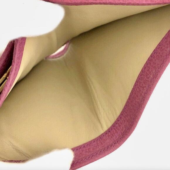 Authentic GUCCI Bamboo Two Tone Pink Kiss Lock Leather Trifold Compact Wallet - Picture 7 of 8